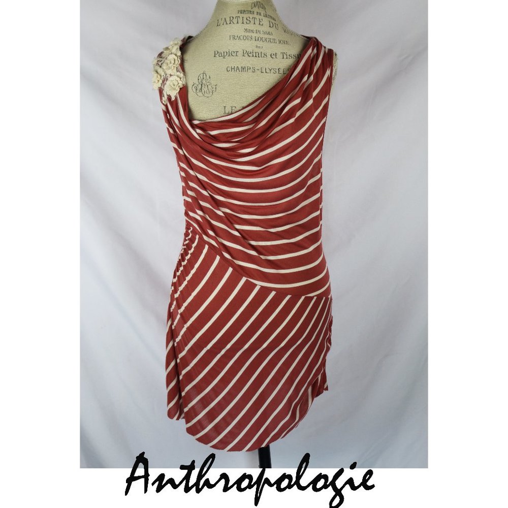 Anthro Ric Rac Floral Flourish Cowlneck tank